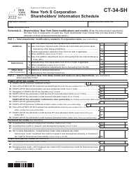 Form CT-34-SH New York S Corporation Shareholders&#039; Information Schedule - New York