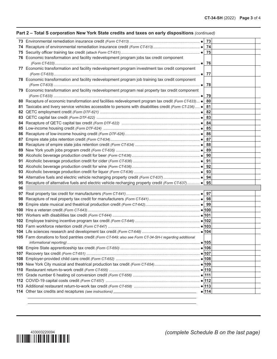 Form CT-34-SH New York S Corporation Shareholders Information Schedule - New York, Page 3