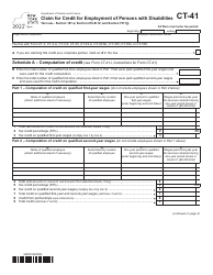 Document preview: Form CT-41 Claim for Credit for Employment of Persons With Disabilities - New York