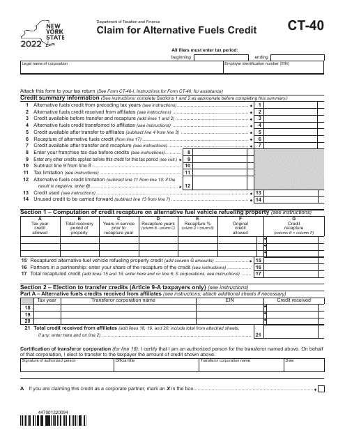 Form CT-40 2022 Printable Pdf