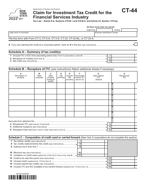 Form CT-44 2022 Printable Pdf