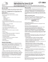 Document preview: Instructions for Form CT-186 Utility Corporation Franchise Tax Return for Continuing Section 186 Taxpayers Only (Certain Independent Power Producers) - New York