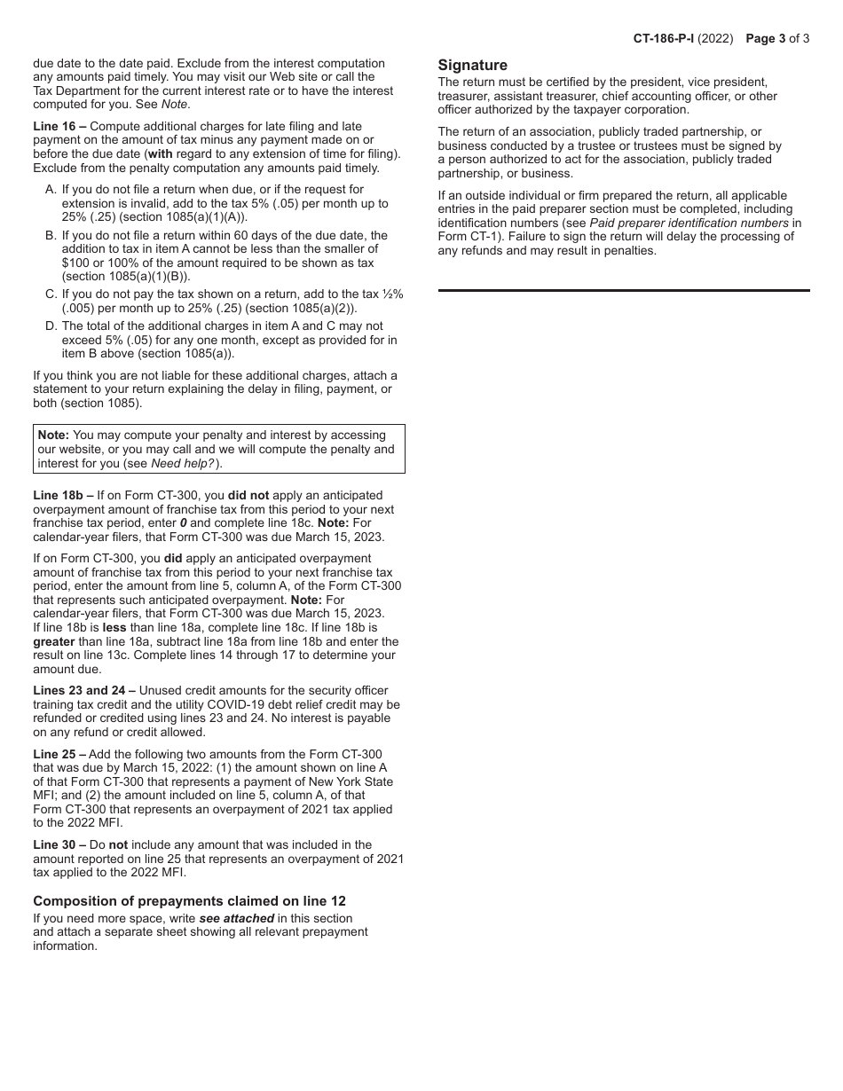 Instructions for Form CT-186-P Utility Services Tax Return - Gross Income - New York, Page 3