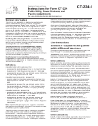 Instructions for Form CT-224 Public Utility, Power Producer, and Pipeline Adjustments - New York