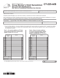 Form CT-225-A/B Group Member&#039;s Detail Spreadsheet New York State Modifications (For Filers of Combined Franchise Tax Returns) - New York