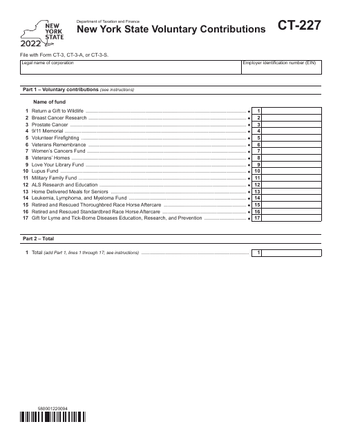 Form CT-227 2022 Printable Pdf