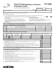 Form CT-238 Claim for Rehabilitation of Historic Properties Credit - New York