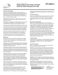 Document preview: Instructions for Form CT-241 Claim for Clean Heating Fuel Credit - New York