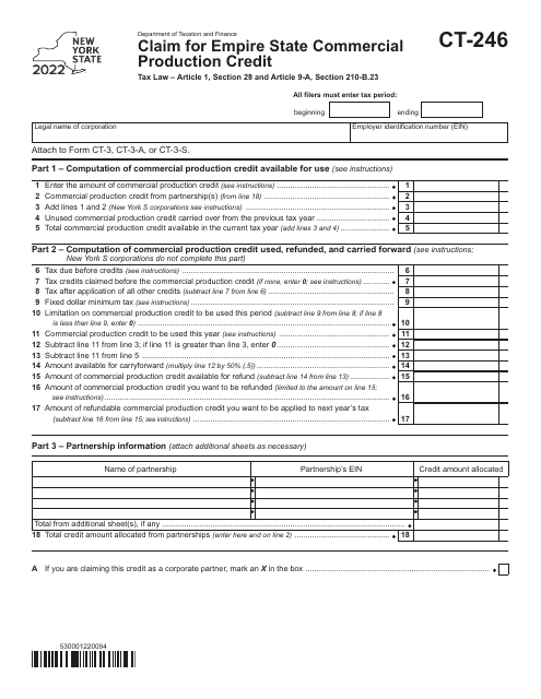 Form CT-246 2022 Printable Pdf