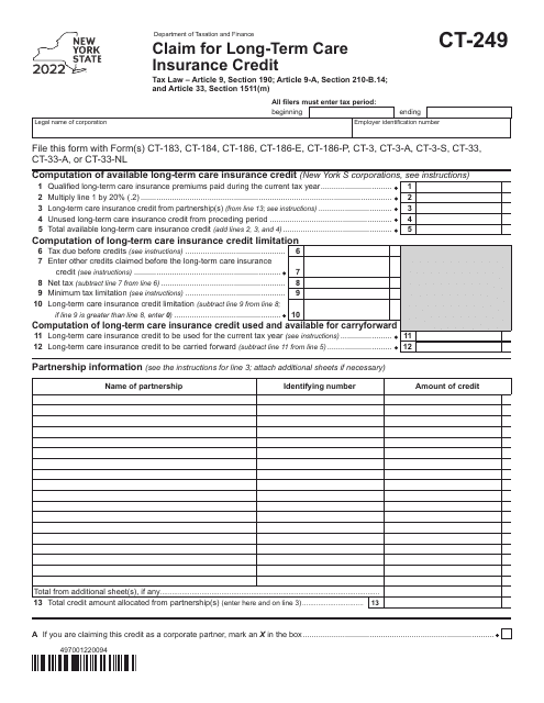 Form CT-249 2022 Printable Pdf