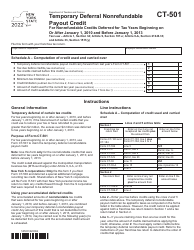 Form CT-501 Temporary Deferral Nonrefundable Payout Credit - New York