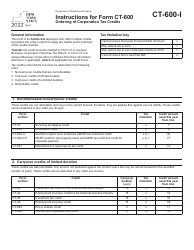 Instructions for Form CT-600 Ordering of Corporation Tax Credits - New York