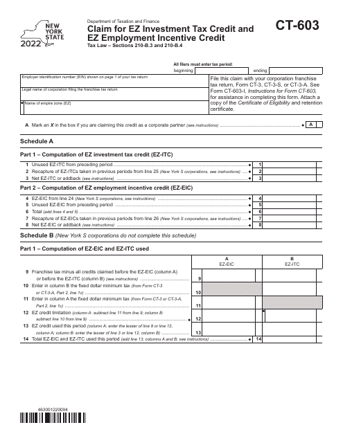 Form CT-603 2022 Printable Pdf