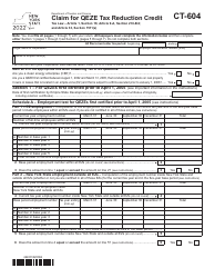 Document preview: Form CT-604 Claim for Qeze Tax Reduction Credit - New York