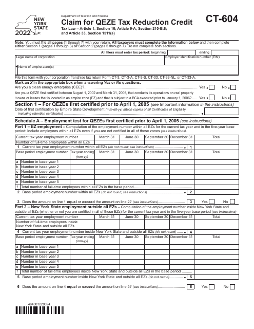 Form CT-604 2022 Printable Pdf