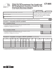 Document preview: Form CT-605 Claim for Ez Investment Tax Credit and Ez Employment Incentive Credit for the Financial Services Industry - New York