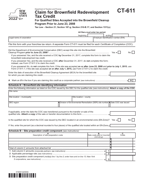 Form CT-611 2022 Printable Pdf