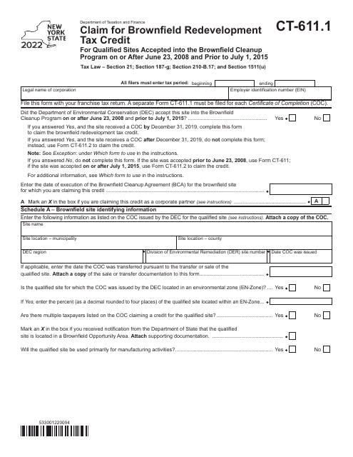 Form CT-611.1 2022 Printable Pdf