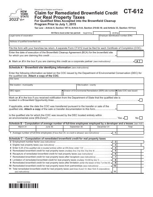 Form CT-612 2022 Printable Pdf