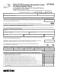 Form CT-612 Claim for Remediated Brownfield Credit for Real Property Taxes for Qualified Sites Accepted Into the Brownfield Cleanup Program Prior to July 1, 2015 - New York