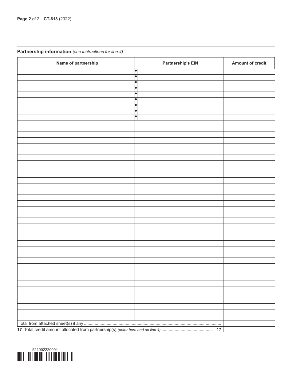 Form CT-613 Claim for Environmental Remediation Insurance Credit - New York, Page 2