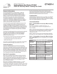 Document preview: Instructions for Form CT-631 Claim for Security Officer Training Tax Credit - New York