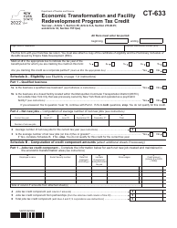 Document preview: Form CT-633 Economic Transformation and Facility Redevelopment Program Tax Credit - New York