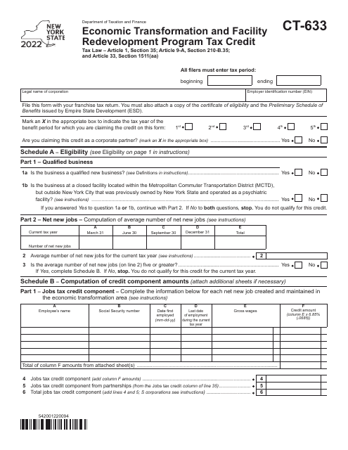 Form CT-633 2022 Printable Pdf