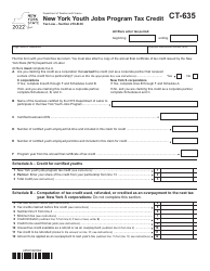 Document preview: Form CT-635 New York Youth Jobs Program Tax Credit - New York