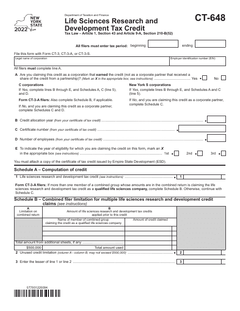 Form CT-648 2022 Printable Pdf