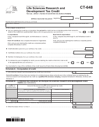 Form CT-648 Life Sciences Research and Development Tax Credit - New York