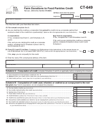 Document preview: Form CT-649 Farm Donations to Food Pantries Credit - New York