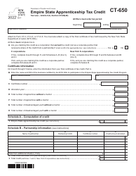 Document preview: Form CT-650 Empire State Apprenticeship Tax Credit - New York