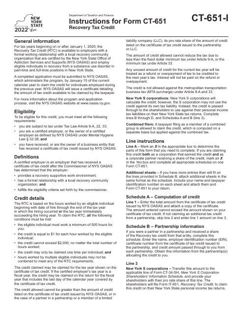 Form CT-651 2022 Printable Pdf