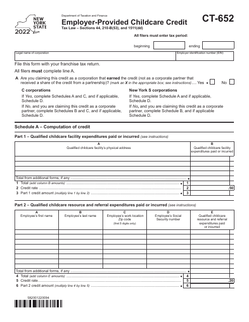 Form CT-652 2022 Printable Pdf