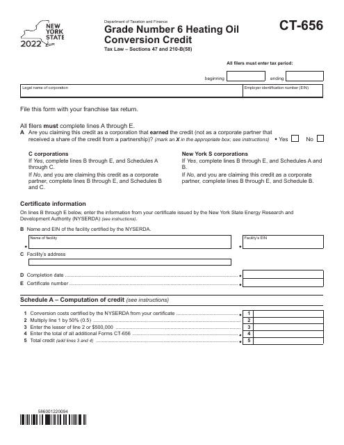 Form CT-656 2022 Printable Pdf