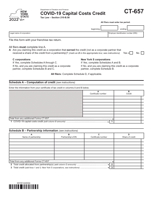 Form CT-657 2022 Printable Pdf