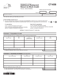 Document preview: Form CT-658 Additional Restaurant Return-To-Work Credit - New York