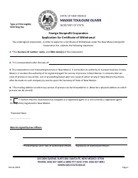 Foreign Nonprofit Corporation Application for Certificate of Withdrawal - New Mexico, Page 2