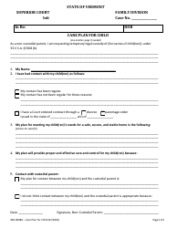Document preview: Form 400-00089 Care Plan for Child - Vermont