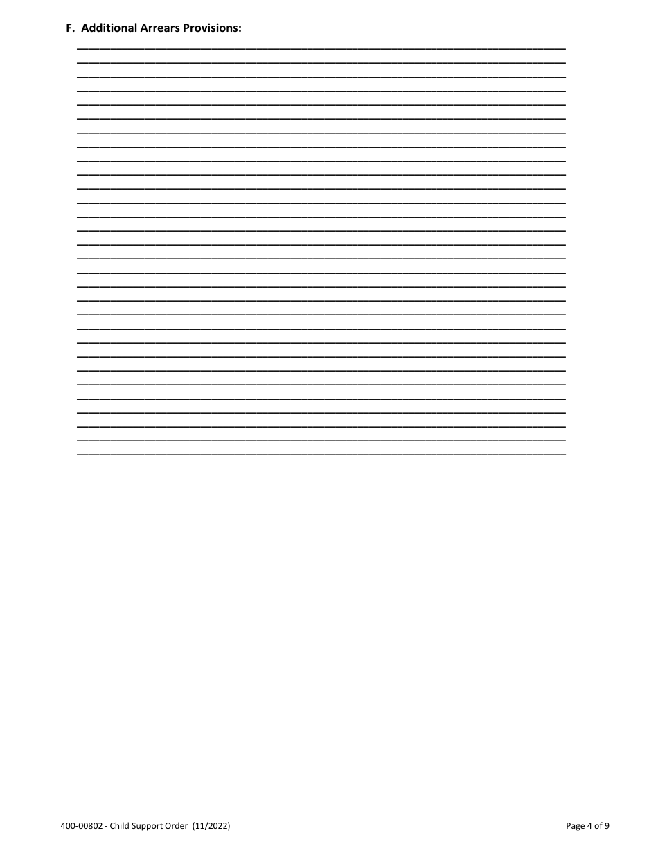 Form 400-00802 Child Support Order - Vermont, Page 4