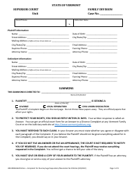 Form 400-00836NOCHILDREN Complaint for Divorce/Legal Separation/Dissolution Without Children - Vermont