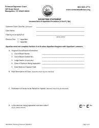 Document preview: Form 800-00006 Docketing Statement - Vermont