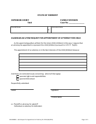 Document preview: Form 400-00891R Guardian Ad Litem Request for Appointment of Attorney for Child - Vermont