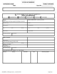 Document preview: Form 400-00802JV Child Support Order - Vermont