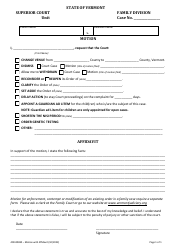 Document preview: Form 400-00830 Motion With Affidavit - Vermont