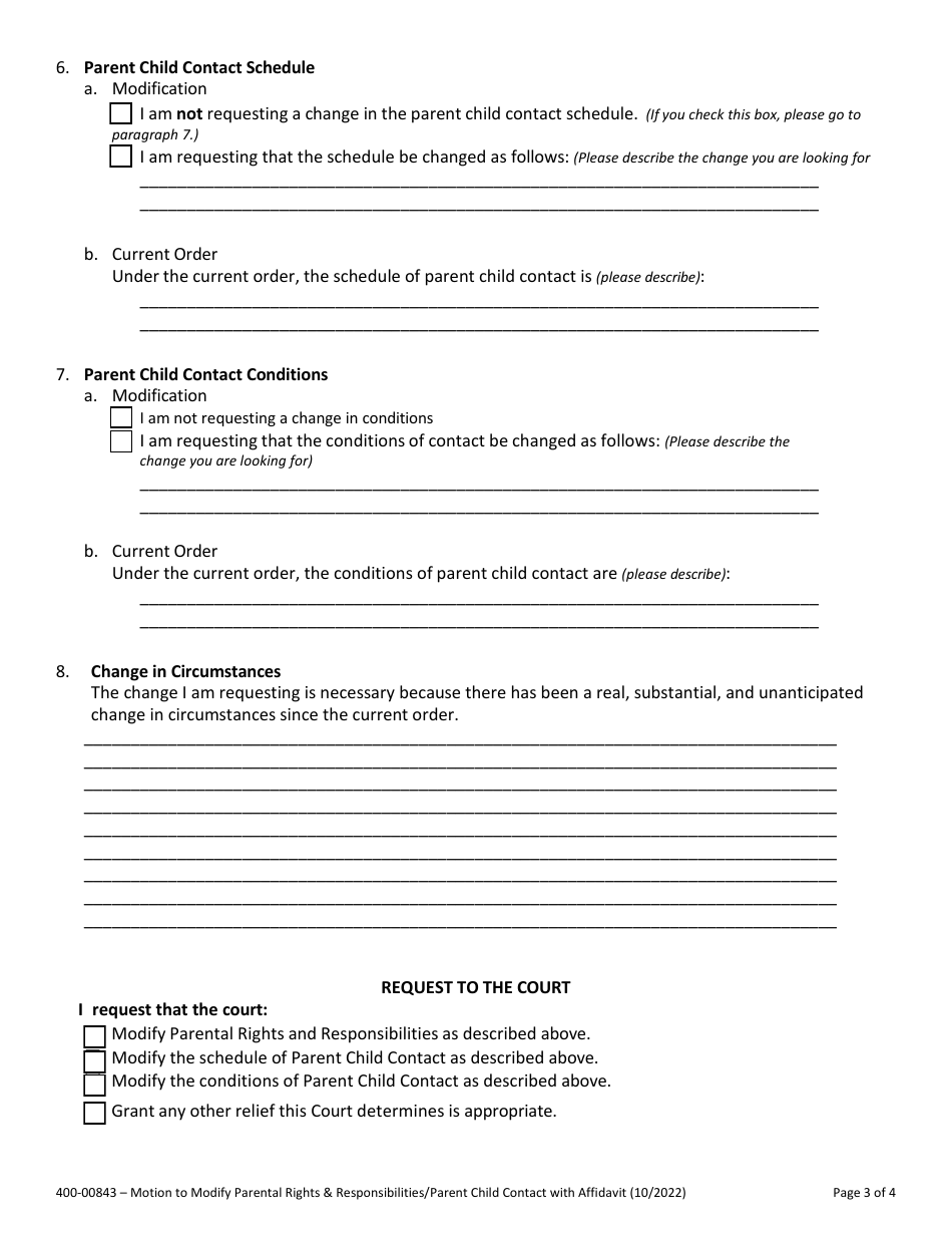 Form 400-00843 Download Fillable PDF or Fill Online Motion to Modify ...