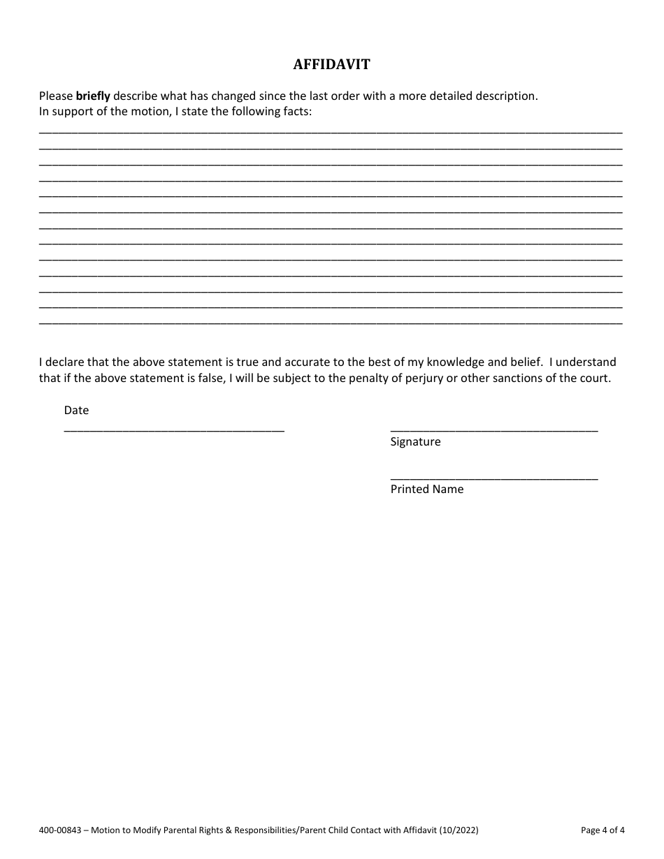 Form 400-00843 Download Fillable PDF or Fill Online Motion to Modify ...