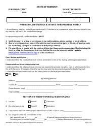 Document preview: Form 400-00999 Motion to Modify Spousal Maintenance - Vermont