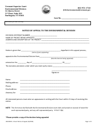 Document preview: Form 300-00029 Notice of Appeal to the Environmental Division - Vermont